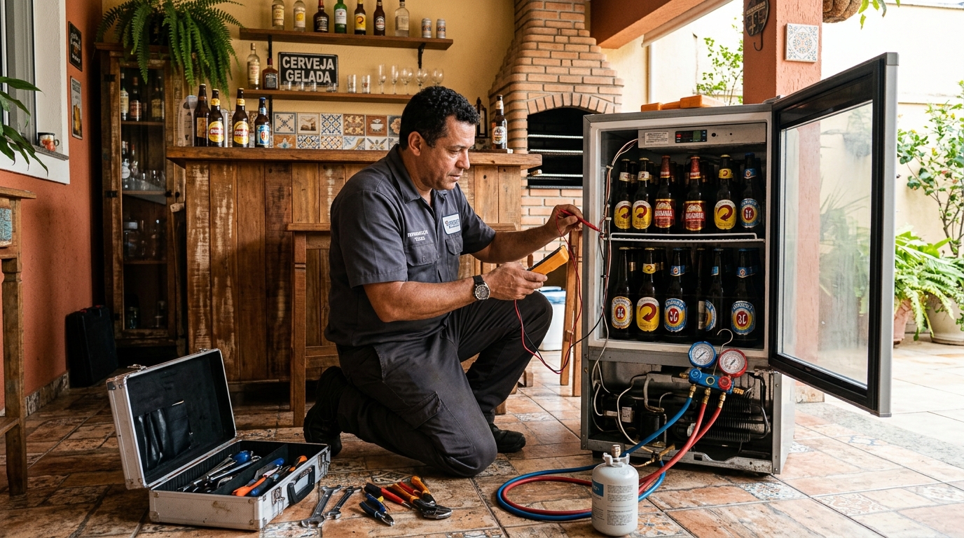 Recarga de gás refrigerante em cervejeira em atendimento em Caxias do Sul‑RS