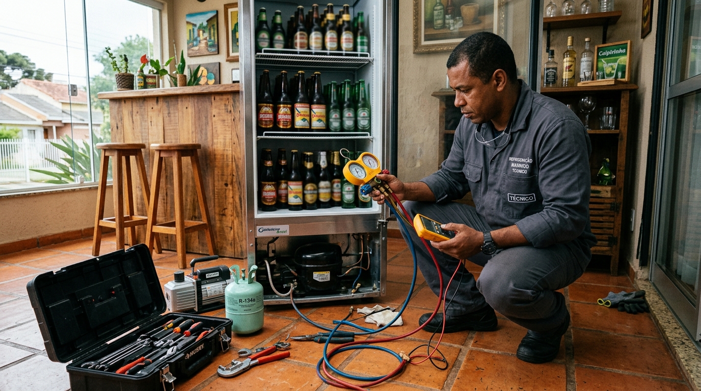 Técnico de conserto de cervejeira em residência em Caxias do Sul‑RS